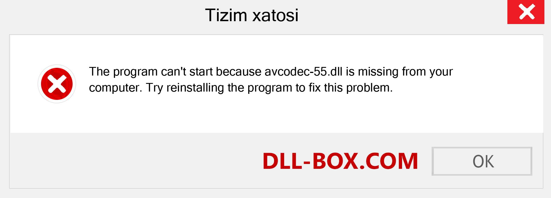 avcodec-55.dll fayli yo'qolganmi?. Windows 7, 8, 10 uchun yuklab olish - Windowsda avcodec-55 dll etishmayotgan xatoni tuzating, rasmlar, rasmlar